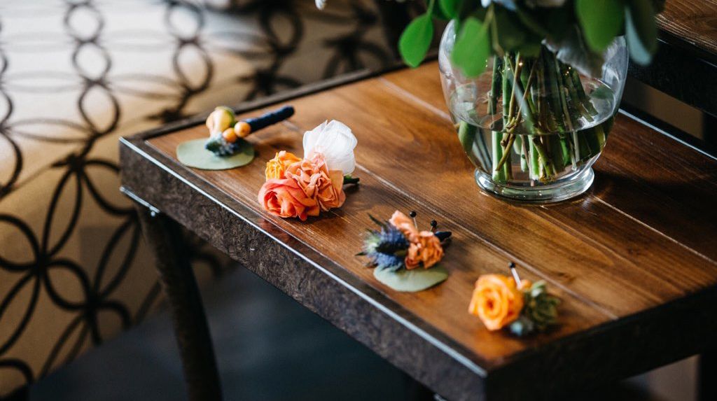 close up of boutonnieres